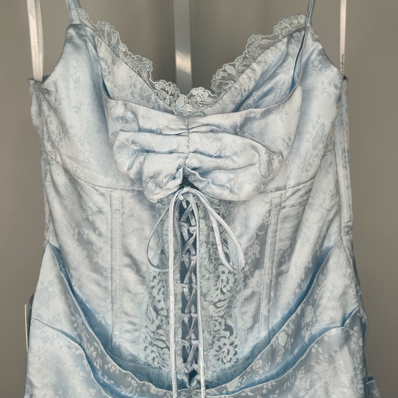 For Love and Lemons Silk Ophelia Blue Gown Size 4 - Picture 5 of 16